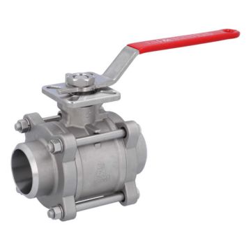 Ball valve DN50, PN64, 1.4408/PTFE-FKM, Welded ends, cavity free, ISO 5211, DIN3202-S13