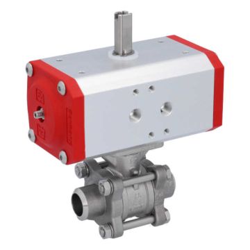 Ball valve DN15 ZA-welding face, with drive ED43, Stainless steel / PTFE FKM, double acting