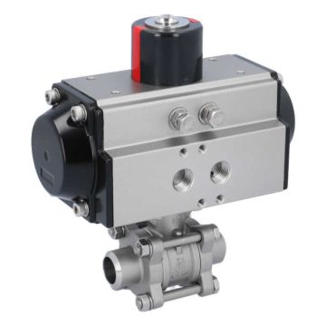 Ball valve ZA DN15-butt welded, actuator OE50, Stainless steel/PTFE-FKM, spring return