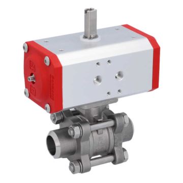 Ball valve DN20 ZA-welding face, with drive ED43, Stainless steel / PTFE FKM, double acting