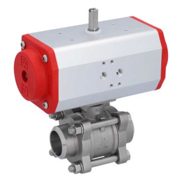 Ball valve DN32 ZA-welding face, with drive EE63, Stainless steel / PTFE FKM, spring return