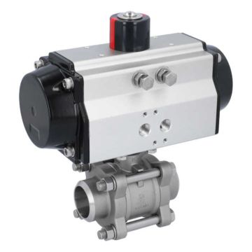 Ball valve ZA DN32-butt welded, actuator OE75, Stainless steel/PTFE-FKM, spring return