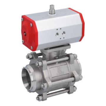 Ball valve DN65 ZA-welded ends, with actuator ED70, Stainless steel/PTFE-FKM, double acting