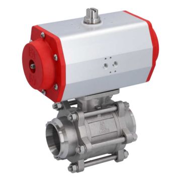 Ball valve DN65 ZA-welding face, with drive EE100, Stainless steel / PTFE FKM, spring return