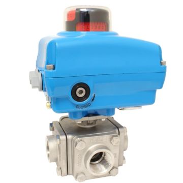 Ball valve ZD, 1/2 ", with drive NE05, stainless steel/PTFE, L-Port, 24V DC, running time