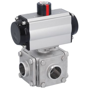 Ball valve-ZD, DN15, with actuator-OD, DA50, st. steel 1.4408/PTFE-FKM, L-bore, double acting