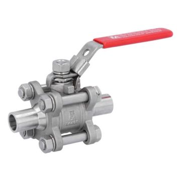 Ball valve DN10, PN64, 1.4408 / PTFE, DIN11850-Rh2, Weld ends, full bore, DIN3202-S13