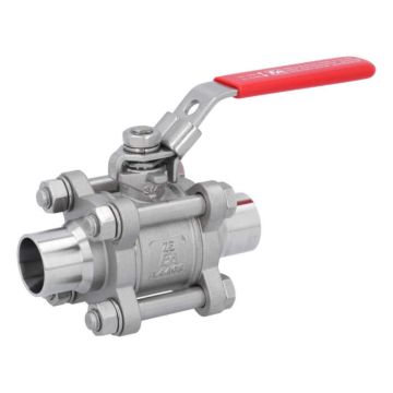 Ball valve DN20, PN64, 1.4408 / PTFE, DIN11850-Rh2, Weld ends, full bore, DIN3202-S13