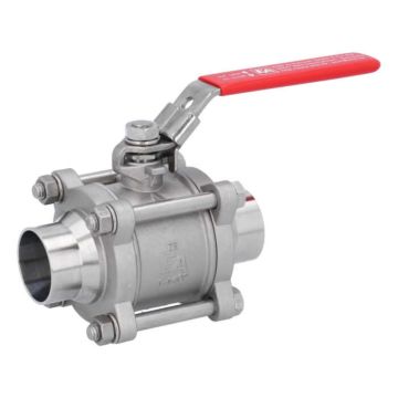 Ball valve DN32, PN40, 1.4408 / PTFE, DIN11850-Rh2, Weld ends, full bore, DIN3202-S13