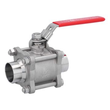 Ball valve DN40, PN40, 1.4408 / PTFE, DIN11850-Rh2, Weld ends, full bore, DIN3202-S13