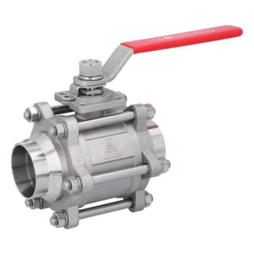 Ball valve DN65, PN40, 1.4408 / PTFE, DIN11850-Rh2, Weld ends, full bore, DIN3202-S13