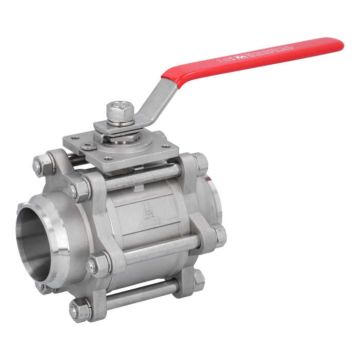 Ball valve DN80, PN40, 1.4408 / PTFE, HT, Weld ends, full bore, DIN3202-S13