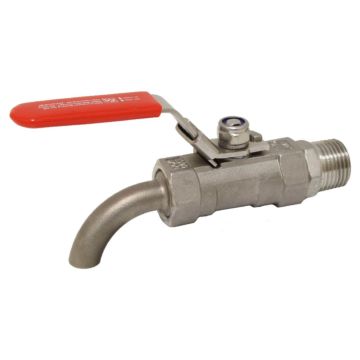 Ball valve ZG, 1/2 ", PN16, with drain pipe, stainless steel/PTFE, internally threaded, reduced