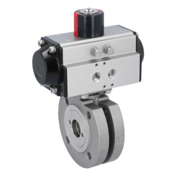 Ball valve-ZK, DN25, with pneumatic actuator OD50, stainless steel 1.4408/PTFE-FKM, double acting