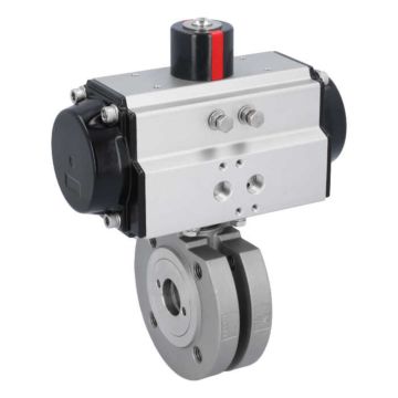 Ball valve ZK, DN25, with drive-OE, SA65, Stainless steel 1.4408 / PTFE-FKM, spring return