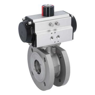 Ball valve-ZK, DN50, with pneumatic actuator OD65, stainless steel 1.4408/PTFE-FKM, double acting