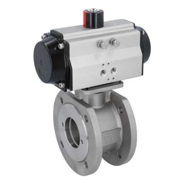 Ball valve-ZK, DN65, with pneumatic actuator OD85, stainless steel 1.4408/PTFE-FKM, double acting