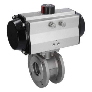 Ball valve ZK, DN65, with drive-OE, SA125, Stainless steel 1.4408 / PTFE-FKM, spring return