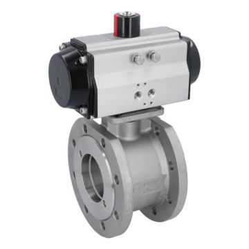 Ball valve-ZK, DN80, with pneumatic actuator OD85, stainless steel 1.4408/PTFE-FKM, double acting