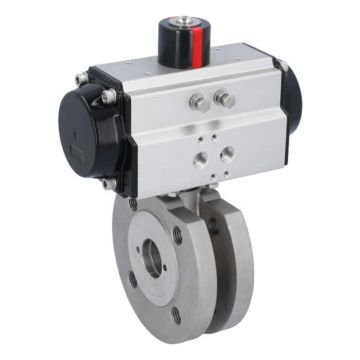 Ball valve ZK, DN32, with actuator-OE, SR85, stainl. steel/PTFE-FKM, cavity free, spring return