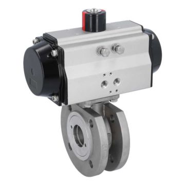 Ball valve ZK, DN40, with actuator-OE, SR95, stainl. steel/PTFE-FKM, cavity free, spring return