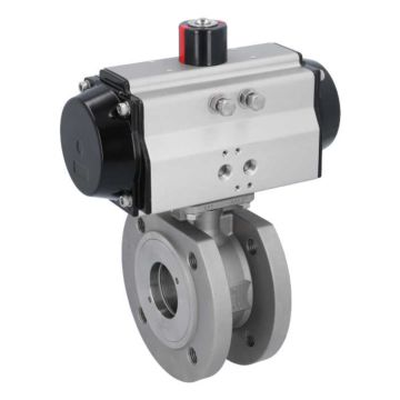 Ball valve ZK, DN50, with actuator-OE, SR110, stainl. steel/PTFE-FKM, cavity free, spring return