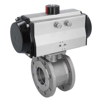 Ball valve ZK, DN80, with actuator-OE, SR140, stainl. steel/PTFE-FKM, cavity free, spring return