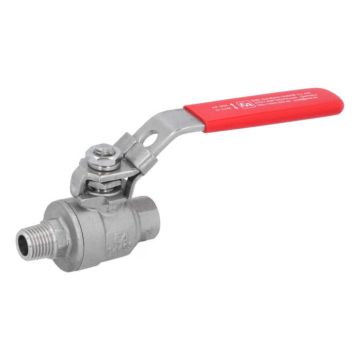 Ball valve 1/4", PN64, 1.4408/PTFE, two piece design, female/male, full bore