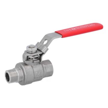 Ball valve 3/8", PN64, 1.4408/PTFE, two piece design, female/male, full bore