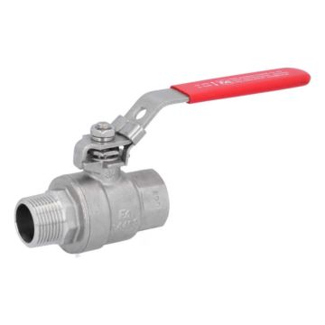 Ball valve 3/4", PN64, 1.4408/PTFE, two piece design, female/male, full bore