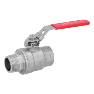 Ball valve 1", PN64, 1.4408/PTFE, two piece design, female/male, full bore