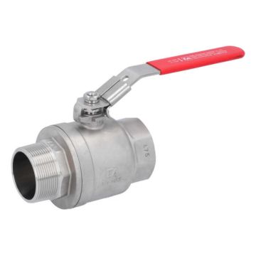 Ball valve 2", PN40, 1.4408/PTFE, two piece design, female/male, full bore