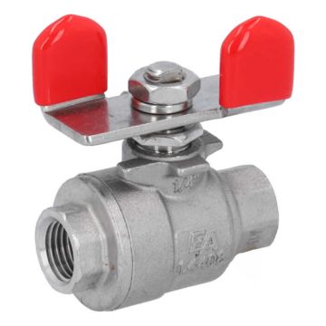 "Ball valve 1/4"", PN64,1.4408/PTFE,butterfly hand, 2-piece design, female/male, full bore