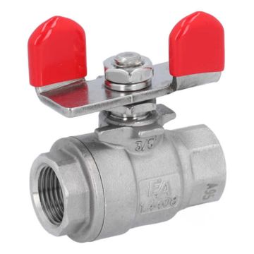 Ball valve 3/8 ", PN64, 1.4408 / PTFE, butterfly h, 2-piece, female, full bore