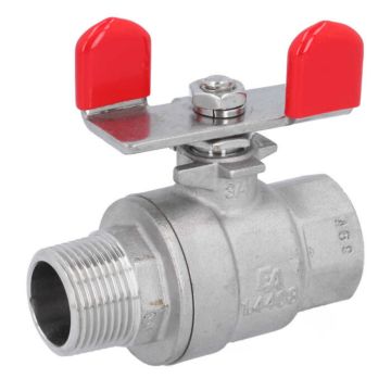 Ball valve 3/4 ", PN64, 1.4408 / PTFE, butterfly h, 2-part, internal / external thread, full bore