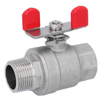 Ball valve 1 "PN64, 1.4408 / PTFE, butterfly handl, 2-part, internal / external thread, full bore