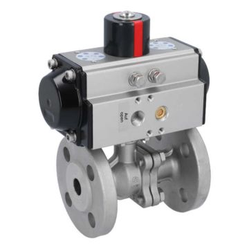 Ball valve ZP, DN15, with actuator-OE, SR50, Stainless steel 1.4408, PTFE-FKM, spring return