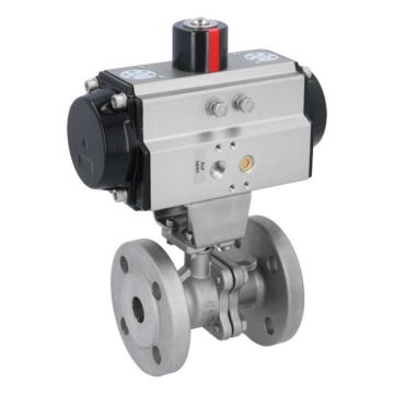 Ball valve ZP, DN20, with actuator-OE, SR65, Stainless steel 1.4408, PTFE-FKM, spring return