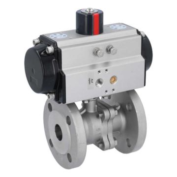 Ball valve ZP, DN25, with actuator-OE, SR65, Stainless steel 1.4408, PTFE-FKM, spring return