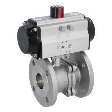 Ball valve ZP, DN50, with actuator-OE, SR110, Stainless steel 1.4408, PTFE-FKM, spring return