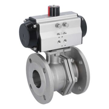 Ball valve ZP, DN65, with actuator-OD, DA85, Stainless steel 1.4408, PTFE-FKM, double acting