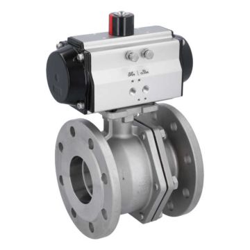 Ball valve ZP, DN80, with actuator-OD, DA95, Stainless steel 1.4408, PTFE-FKM, double acting