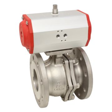 Ball valve ZP, DN150, with drive-ED, DW165, Stainless steel 1.4408 / PTFE PTFE, double acting