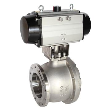 Ball valve ZP, DN150, with actuator-OD, DA140, Stainless steel 1.4408, PTFE-FKM, double acting