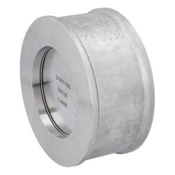 Disc check valve DN125, PN10-40, Stainless steel 1.4408 / PTFE, max. 40bar