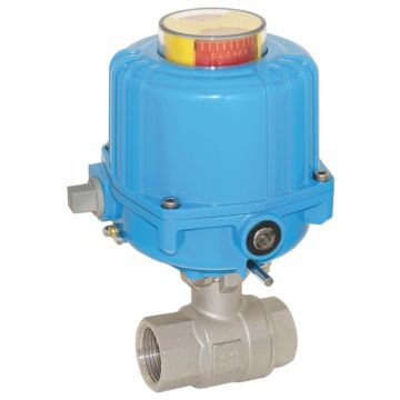 Ball valve-TO, 1/2 ", with drive-NE03, stainless steel/PTFE-FKM, 24V DC, term 7sec.