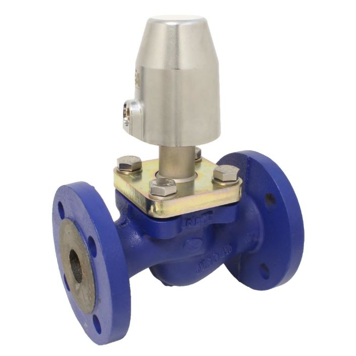 Pressure actuated valve, DN15, SK50-brass, Cast iron / PTFE, PN16, to rest with medium