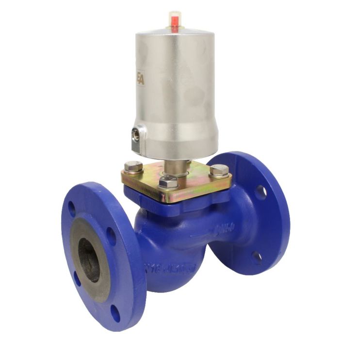 Pressure actuated valve, DN40, SK80-brass, OS, Cast iron / PTFE, PN16, to rest with medium