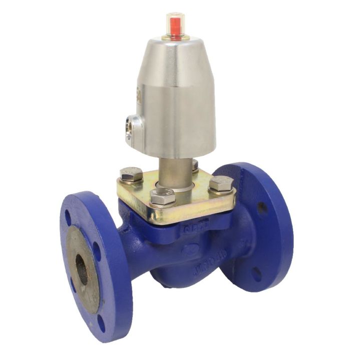 Pressure actuated valve, DN15, SK50-brass, OS, Cast iron / PTFE, PN16, to rest against Medium