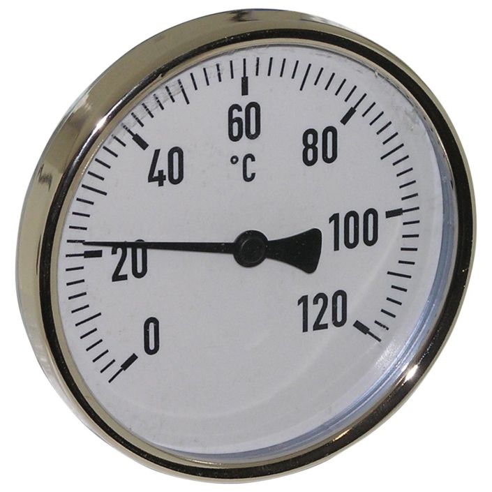 Thermometer, steel, Ø100mm, shaft length: 40mm, 1/2 